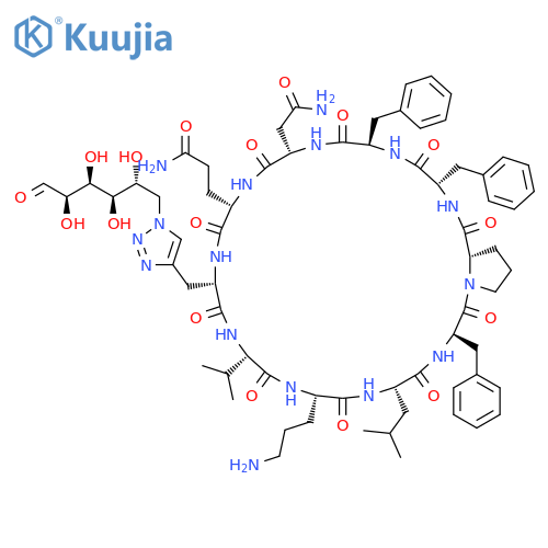 CYCLO[3-[1-(6-DEOXY-D-GLUCOS-6-YL)-1H-1,2,3-TRIAZOL-4-YL]-L-ALANYL-L-VALYL-L-ORNITHYL-L-LEUCYL-D-PHENYLALANYL-L-PROLYL-L-PHENYLALANYL-D-PHENYLALANYL-L-ASPARAGINYL-L-GLUTAMINYL] structure