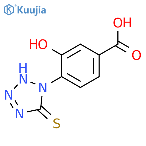 3-Hydroxy-4-(5-sulfanylidene-2,5-dihydro-1H-tetrazol-1-yl)benzoic acid structure