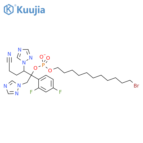 PHOSPHORIC ACID, 11-BROMOUNDECYL 2-CYANOETHYL1-(2,4-DIFLUOROPHENYL)-2-(1H-1,2,4-TRIAZOL-1-YL)-1-(1H-1,2,4-TRIAZOL-1-YLMETHYL)ETHYL ESTER structure