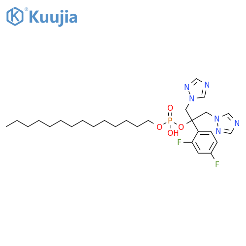 Phosphoric acid, mono[1-(2,4-difluorophenyl)-2-(1H-1,2,4-triazol-1-yl)-1-(1H-1,2,4-triazol-1-ylmethyl)ethyl] monotetradecyl ester structure