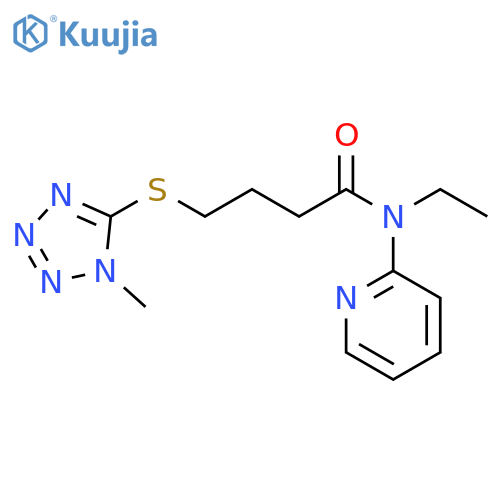 N-ethyl-4-(1-methyltetrazol-5-yl)sulfanyl-n-pyridin-2-ylbutanamide structure