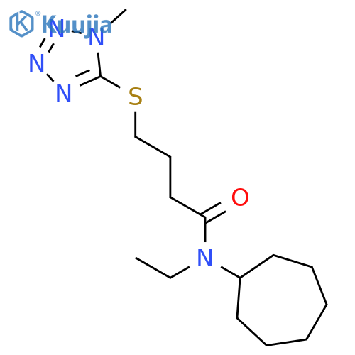 Butanamide, N-cycloheptyl-N-ethyl-4-[(1-methyl-1H-tetrazol-5-yl)thio]- structure