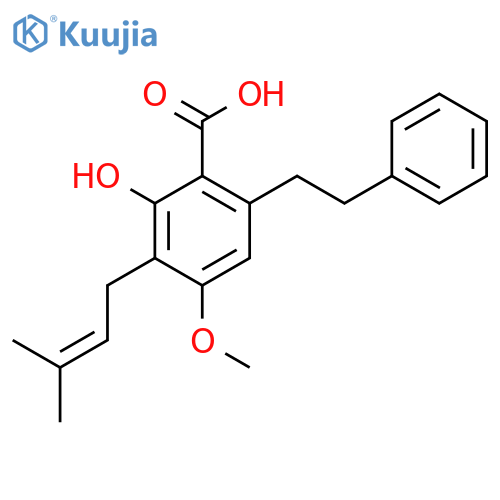 2-Hydroxy-4-methoxy-3-(3-methylbut-2-en-1-yl)-6-phenethylbenzoic acid structure