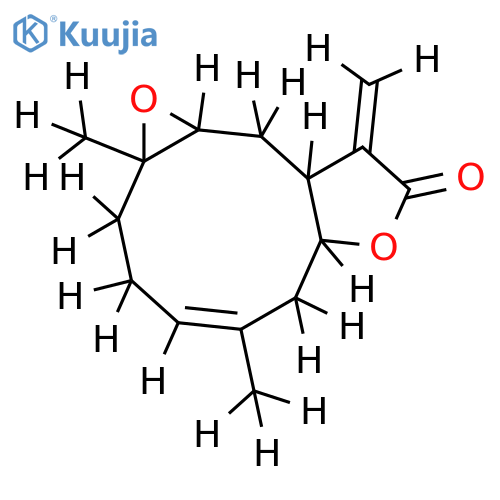 (1(10)E)-4beta,5alpha-Epoxygermacra-1(10),11-dien-12,8alpha-olid structure