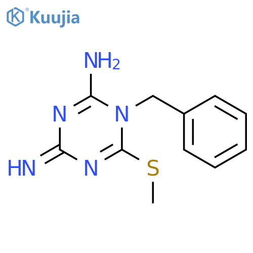 1,3,5-Triazin-2-amine, 1,4-dihydro-4-imino-6-(methylthio)-1-(phenylmethyl)- structure