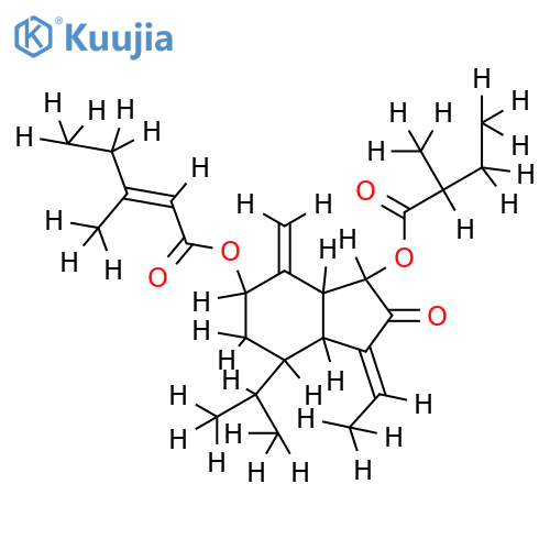 (ent-2beta,4E,9alpha)-9-(3-Methyl-2E-pentenoyl),2-(2-methylbutanoyl): 2,9-Dihydroxy-4,10(14)-oplopadien-3-one structure