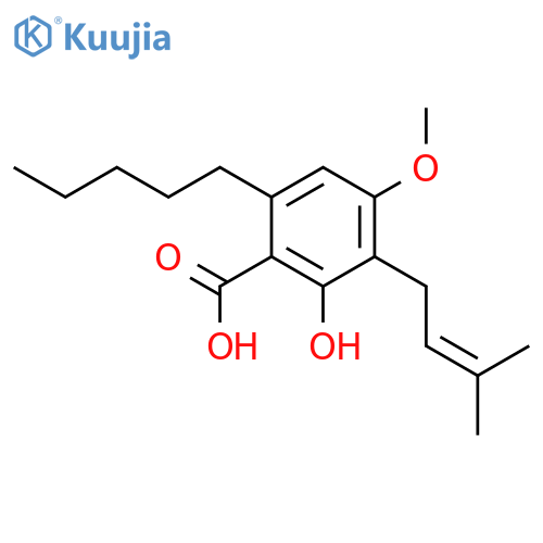 2-hydroxy-4-methoxy-3-(3-methyl-2-butenyl)-6-pentyl-benzoic acid structure