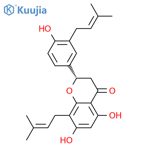 4H-1-Benzopyran-4-one,2,3-dihydro-5,7-dihydroxy-2-[4-hydroxy-3-(3-methyl-2-buten-1-yl)phenyl]-8-(3-methyl-2-buten-1-yl)-,(2S)- structure