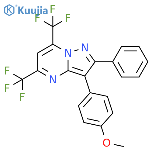 Pyrazolo[1,5-a]pyrimidine, 3-(4-methoxyphenyl)-2-phenyl-5,7-bis(trifluoromethyl)- structure
