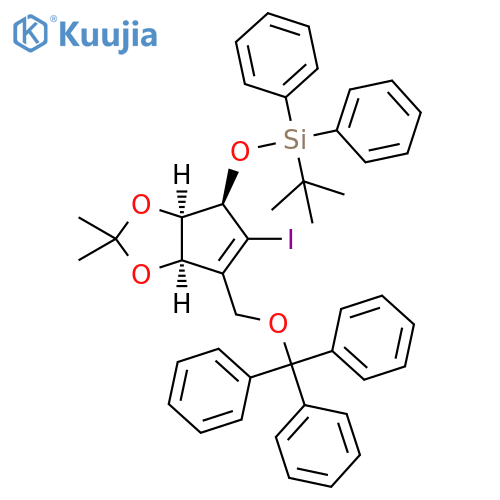 4H-Cyclopenta-1,3-dioxole, 4-[[(1,1-diMethylethyl)diphenylsilyl]oxy]-3a,6a-dihydro-5-iodo-2,2-diMethyl-6-[(triphenylMethoxy)Methyl]-, (3aR,4R,6aR)- structure