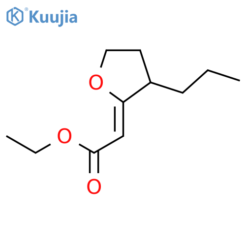 Acetic acid, (dihydro-3-propyl-2(3H)-furanylidene)-, ethyl ester, (2E)- structure