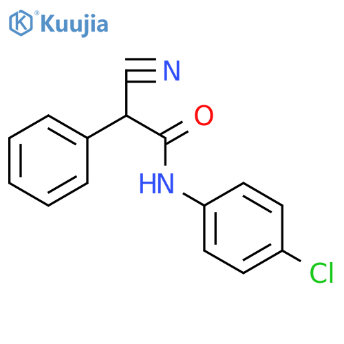 N-(4-chlorophenyl)-2-cyano-2-phenylacetamide structure