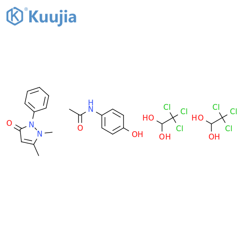 Acetamide, N-(4-hydroxyphenyl)-, mixt. with 1,2-dihydro-1,5-dimethyl-2-phenyl-3H-pyrazol-3-one compd. with 2,2,2-trichloro-1,1-ethanediol (1:2) structure