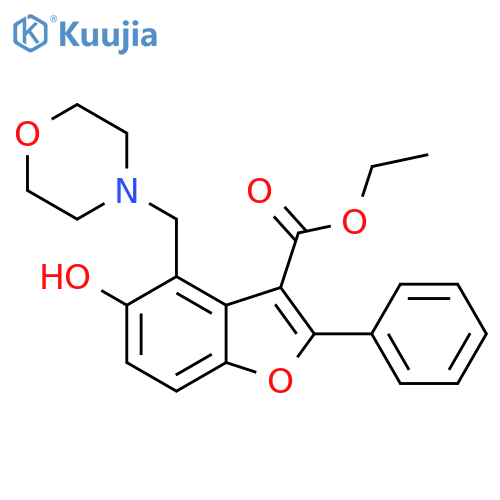 ethyl 5-hydroxy-4-(morpholin-4-yl)methyl-2-phenyl-1-benzofuran-3-carboxylate structure