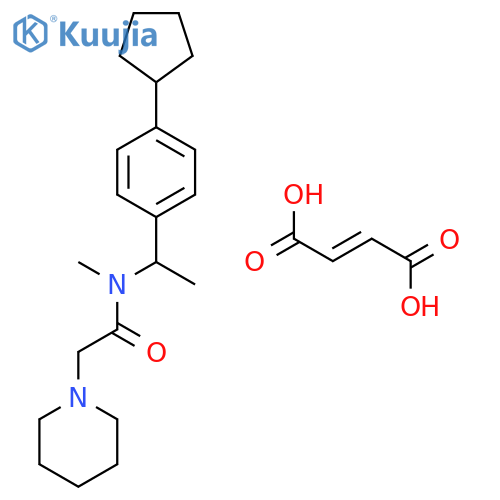 N-[1-(4-cyclopentylphenyl)ethyl]-N-methyl-2-piperidin-1-ylacetamide (2E)-but-2-enedioate structure