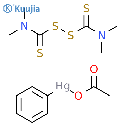 Mercury, (acetato-κO)phenyl-, mixt. with tetramethylthioperoxydicarbonic diamide ([(Me2N)C(S)]2S2) (9CI) structure