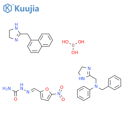 Boric acid (H3BO3), mixt. with 4,5-dihydro-2-(1-naphthalenylmethyl)-1H-imidazole, 4,5-dihydro-N-phenyl-N-(phenylmethyl)-1H-imidazole-2-methanamine and 2-[(5-nitro-2-furanyl)methylene]hydrazinecarboxamide (9CI) structure
