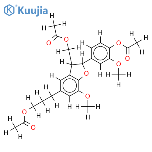 3',7-Di-Me ether,tri-Ac-(2RS,3SR)-2-(3,4-Dihydroxyphenyl)-2,3-dihydro-7-hydroxy-3-hydroxymethyl-5-benzofuranpropanol structure