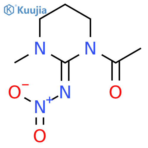 (2E)-1-acetyl-3-methyl-N-nitrotetrahydropyrimidin-2(1H)-imine structure