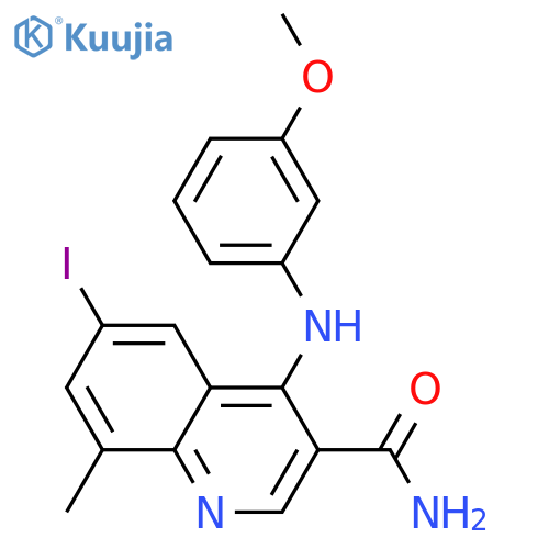 3-Quinolinecarboxamide, 6-iodo-4-[(3-methoxyphenyl)amino]-8-methyl- structure