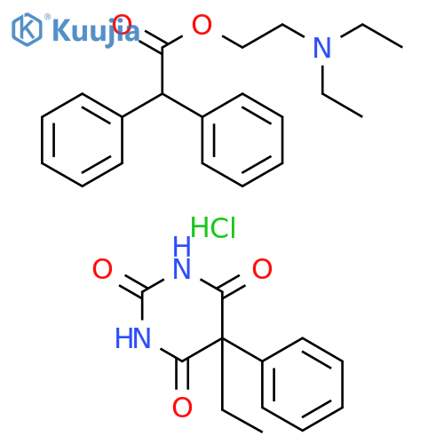 Benzeneacetic acid, α-phenyl-, 2-(diethylamino)ethyl ester, hydrochloride, mixt. with 5-ethyl-5-phenyl-2,4,6(1H,3H,5H)-pyrimidinetrione (9CI) structure