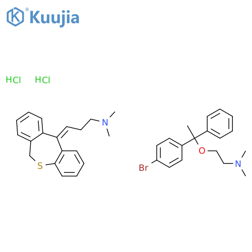 1-Propanamine, 3-dibenzo[b,e]thiepin-11(6H)-ylidene-N,N-dimethyl-, hydrochloride, mixt. with 2-[1-(4-bromophenyl)-1-phenylethoxy]-N,N-dimethylethanamine hydrochloride (9CI) structure