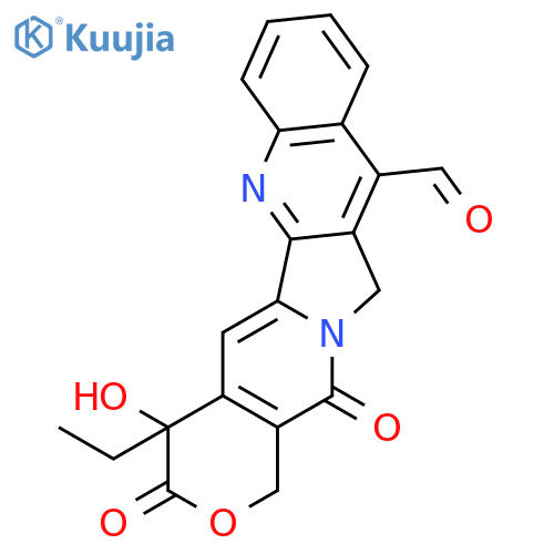 (4S)-4-ethyl-4-hydroxy-3,14-dioxo-3,4,12,14-tetrahydro-1H-pyrano[3',4':6,7]indolizino[1,2-b]quinoline-11-carbaldehyde structure