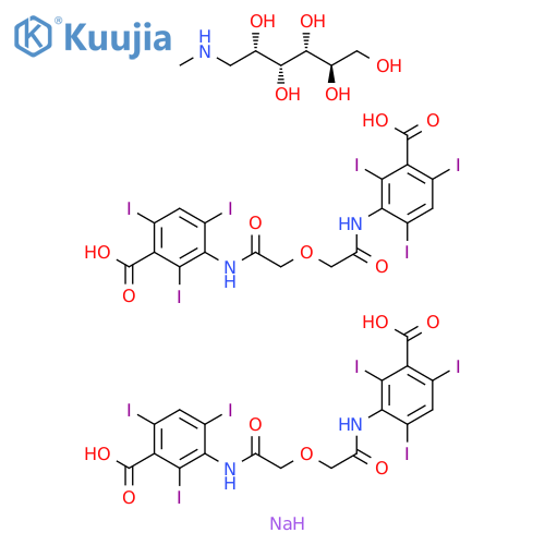 D-Glucitol, 1-deoxy-1-(methylamino)-, 3,3'-[oxybis[(1-oxo-2,1-ethanediyl)imino]]bis[2,4,6-triiodobenzoate] (2:1) (salt), mixt. with 3,3'-[oxybis[(1-oxo-2,1-ethanediyl)imino]]bis[2,4,6-triiodobenzoic acid] disodium salt (9CI) structure