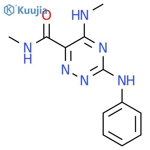 1,2,4-Triazine-6-carboxamide,N-methyl-5-(methylamino)-3-(phenylamino)- structure