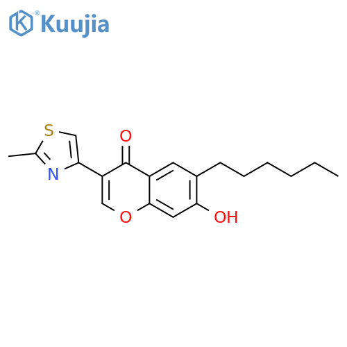 6-hexyl-7-hydroxy-3-(2-methyl-1,3-thiazol-4-yl)-4H-chromen-4-one structure