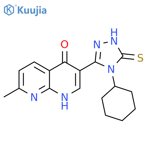 1,8-Naphthyridin-4(1H)-one,3-(4-cyclohexyl-4,5-dihydro-5-thioxo-1H-1,2,4-triazol-3-yl)-7-methyl- structure