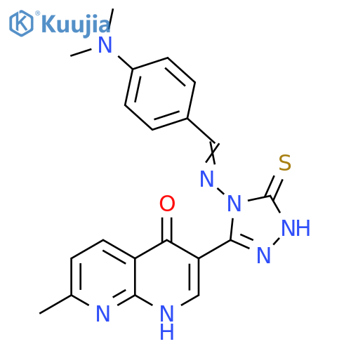 1,8-Naphthyridin-4(1H)-one,3-[4-[[[4-(dimethylamino)phenyl]methylene]amino]-4,5-dihydro-5-thioxo-1H-1,2,4-triazol-3-yl]-7-methyl- structure