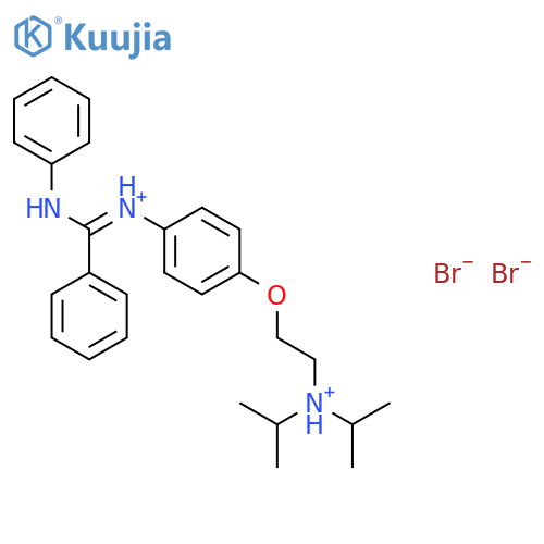 4-[2-(dipropan-2-ylammonio)ethoxy]-N-[(Z)-phenyl(phenylamino)methylidene]anilinium dibromide structure
