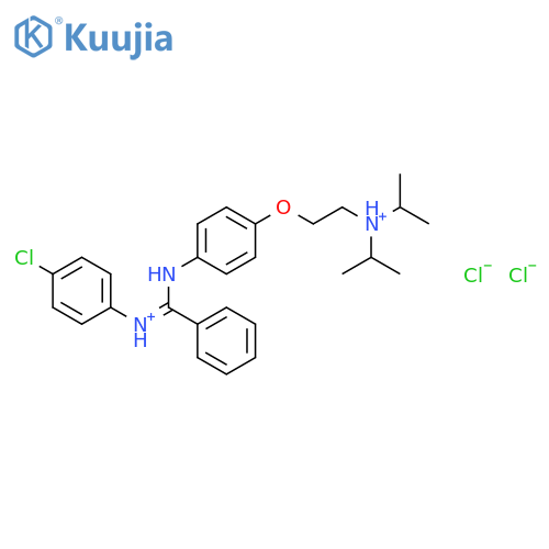 4-chloro-N-[(E)-({4-[2-(dipropan-2-ylammonio)ethoxy]phenyl}amino)(phenyl)methylidene]anilinium dichloride structure
