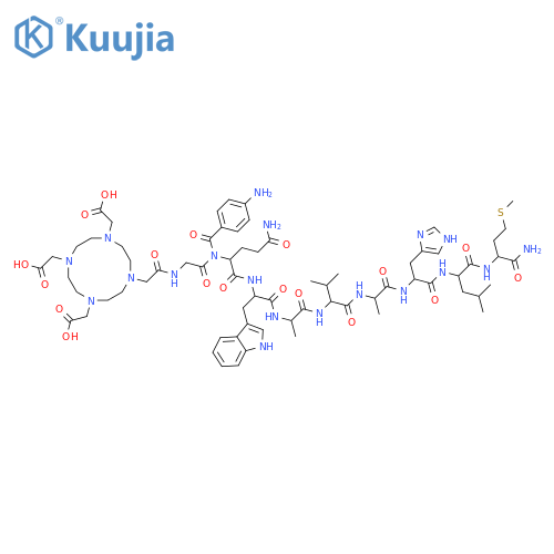 L-Methioninamide,N-[[4,7,10-tris(carboxymethyl)-1,4,7,10-tetraazacyclododec-1-yl]acetyl]glycyl-4-aminobenzoyl-L-glutaminyl-L-tryptophyl-D-alanyl-L-valyl-L-alanyl-L-histidyl-L-leucyl- structure