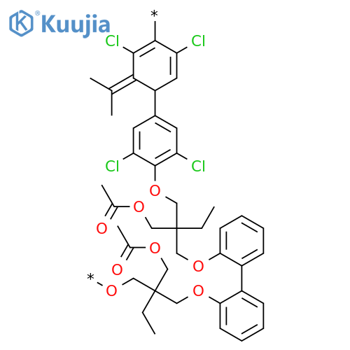 Poly[oxy[2-[(acetyloxy)methyl]-2-ethyl-1,3-propanediyl]oxy[1,1'-biphenyl]-2,2'-diyloxy[2-[(acetyloxy)methyl]-2-ethyl-1,3-propanediyl]oxy(2,6-dichloro-1,4-phenylene)(1-methylethylidene)(3,5-dichloro-1,4-phenylene)] structure