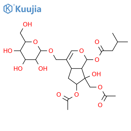 β-D-Glucopyranoside, (1S,4aS,6S,7R,7aS)-[6-(acetyloxy)-7-[(acetyloxy)methyl]-1,4a,5,6,7,7a-hexahydro-7-hydroxy-1-(3-methyl-1-oxobutoxy)cyclopenta[c]pyran-4-yl]methyl (9CI) structure
