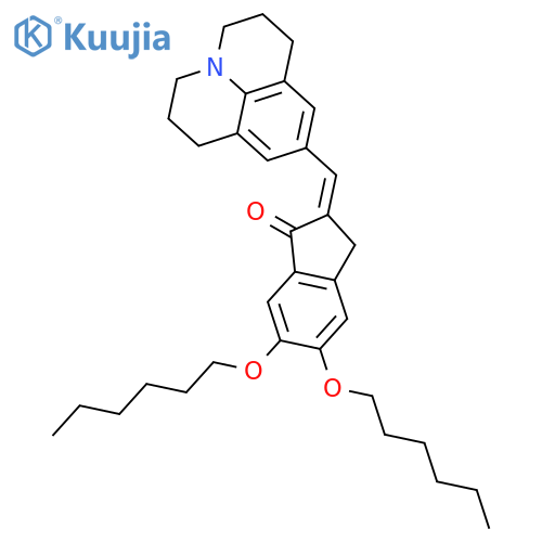 1H-Inden-1-one,5,6-bis(hexyloxy)-2,3-dihydro-2-[(2,3,6,7-tetrahydro-1H,5H-benzo[ij]quinolizin-9-yl)methylene]- structure