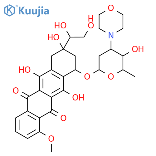 3-(1,2-dihydroxyethyl)-3,5,12-trihydroxy-10-methoxy-6,11-dioxo-1,2,3,4,6,11-hexahydrotetracen-1-yl 2,3,6-trideoxy-3-morpholin-4-ylhexopyranoside structure