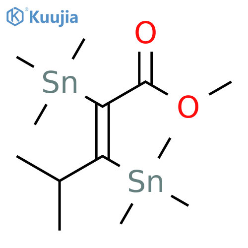 2-Pentenoic acid, 4-methyl-2,3-bis(trimethylstannyl)-, methyl ester, (E)- structure