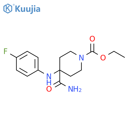 ethyl 4-carbamoyl-4-[(4-fluorophenyl)amino]piperidine-1-carboxylate structure