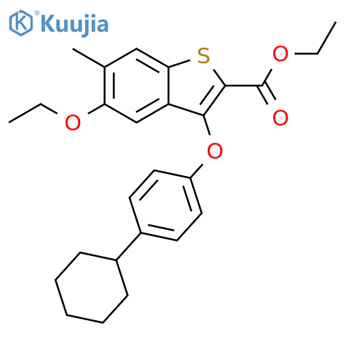 Benzo[b]thiophene-2-carboxylic acid,3-(4-cyclohexylphenoxy)-5-ethoxy-6-methyl-, ethyl ester structure