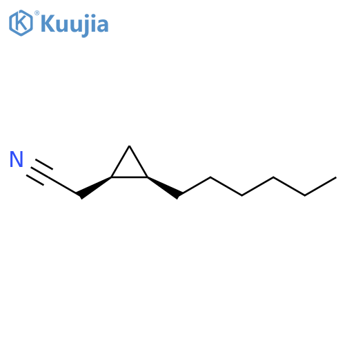 Cyclopropaneacetonitrile, 2-hexyl-, (1R,2R)- structure