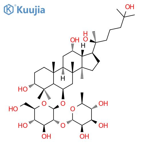(3β,6α,12β)-3,12,20,25-Tetrahydroxydammaran-6-yl 2-O-(6-deoxy-α-L-mannopyranosyl)-β-D-glucopyranoside structure