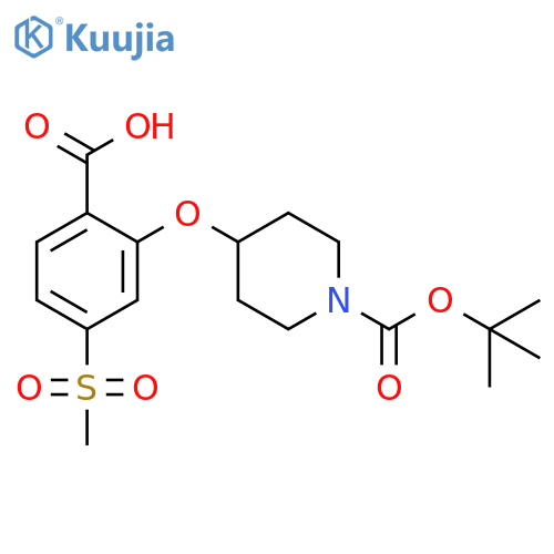 1-Piperidinecarboxylic acid, 4-[2-carboxy-5-(methylsulfonyl)phenoxy]-,1-(1,1-dimethylethyl) ester structure
