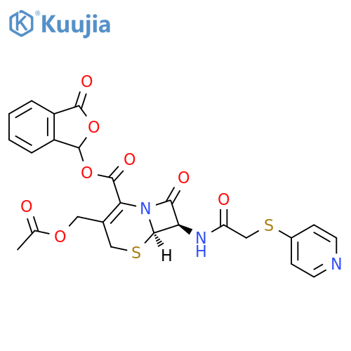 5-Thia-1-azabicyclo[4.2.0]oct-2-ene-2-carboxylic acid, 3-[(acetyloxy)methyl]-8-oxo-7-[[(4-pyridinylthio)acetyl]amino]-, 1,3-dihydro-3-oxo-1-isobenzofuranyl ester, (6R,7R)- (9CI) structure