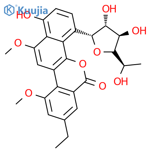 6H-Benzo[d]naphtho[1,2-b]pyran-6-one,4-(6-deoxy-a-D-galactofuranosyl)-8-ethyl-1-hydroxy-10,12-dimethoxy- structure