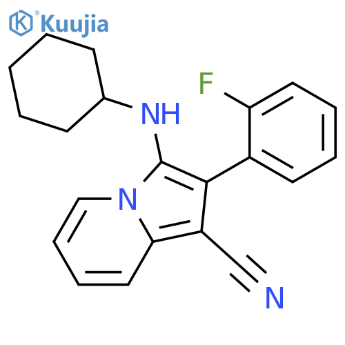 1-Indolizinecarbonitrile, 3-(cyclohexylamino)-2-(2-fluorophenyl)- structure