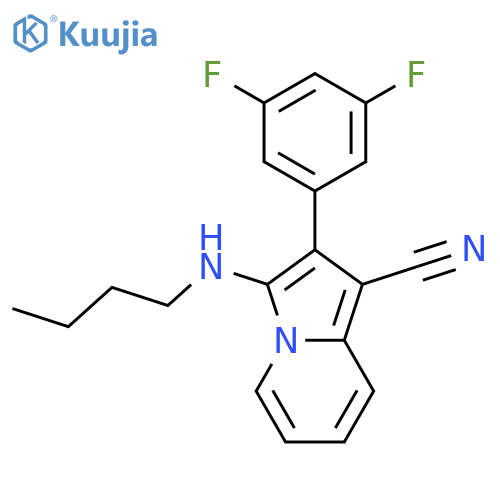 1-INDOLIZINECARBONITRILE, 3-(BUTYLAMINO)-2-(3,5-DIFLUOROPHENYL)- structure