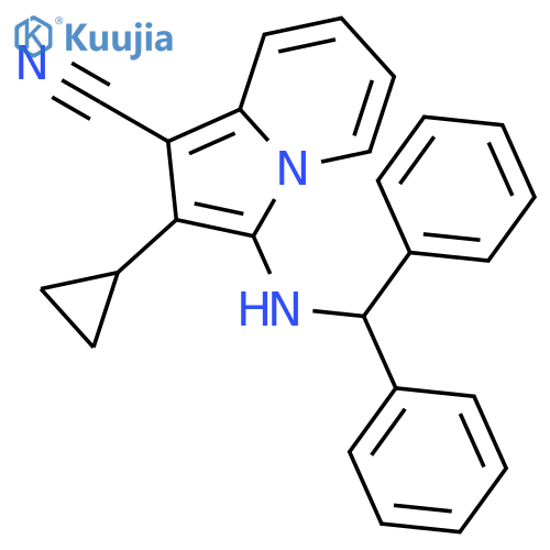 1-Indolizinecarbonitrile, 2-cyclopropyl-3-[(diphenylmethyl)amino]- structure